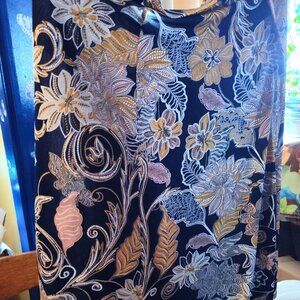 No label silky embossed floral print skirt